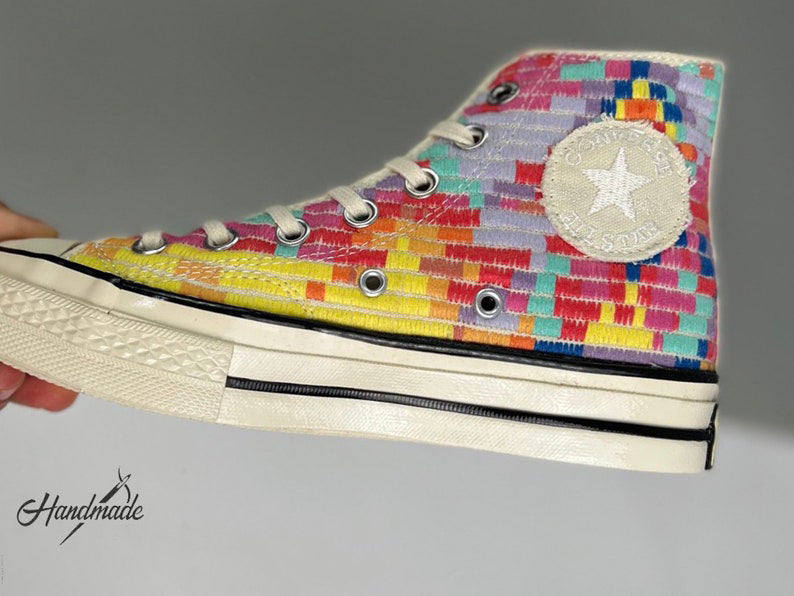 Sunset Rainbow Converse Embroidery