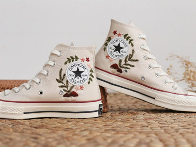 Mushroom and Wildflower Converse Embroidery