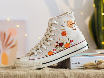 Autumn Pumpkin & Swing Converse Embroidery