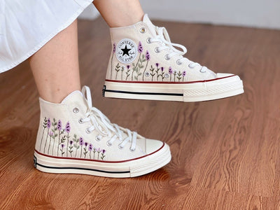 Lavender Field Converse Embroidery
