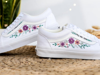 Purple Rose Wedding Converse Embroidery