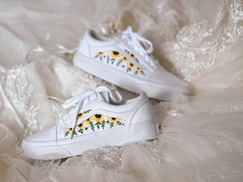 Sunflower Cascade Converse Embroidery