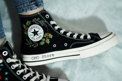 Santa Claus and Reindeer Embroidered Shoes