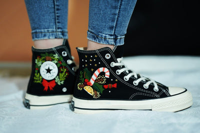 Christmas Wreath Candy Cane Converse Embroidery