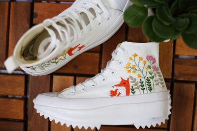 Fox Wildflower Converse Embroidery