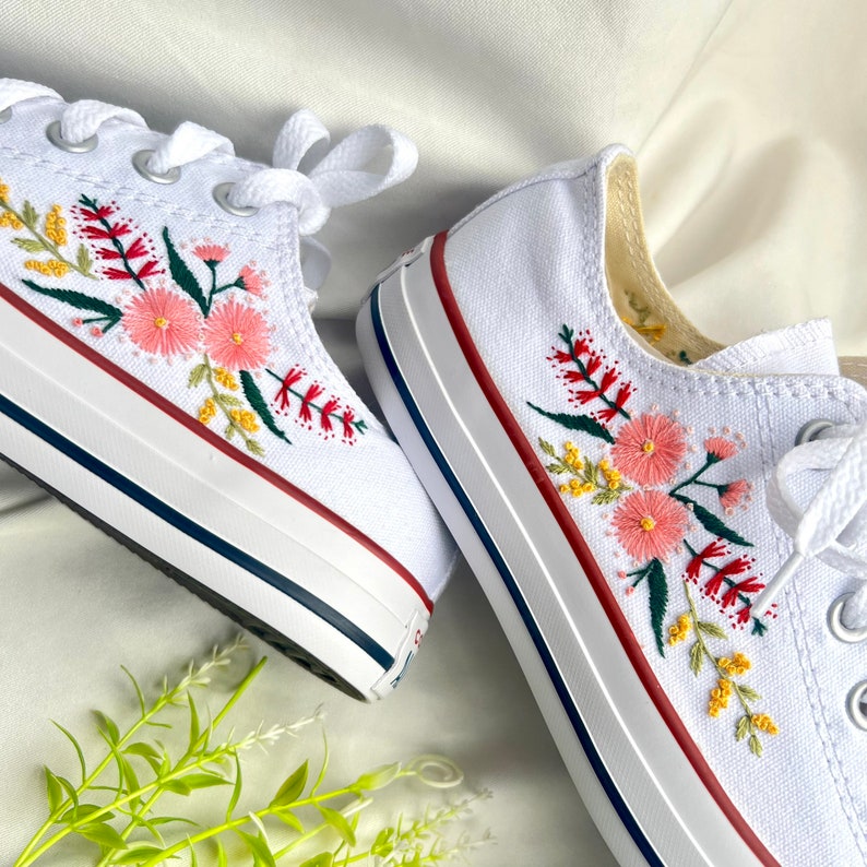 Pink Blossom Converse Embroidery