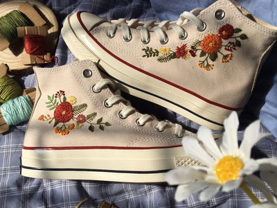 Autumn Flower Converse Embroidery