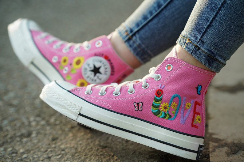 Sunflower Caterpillar Converse Embroidery