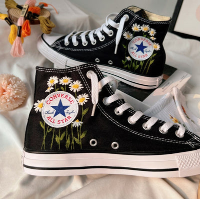 Daisy Flower Converse Embroidery