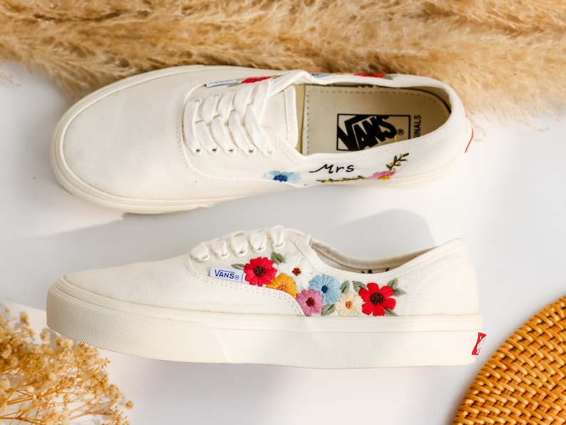 Color Flower Embroidered Vans