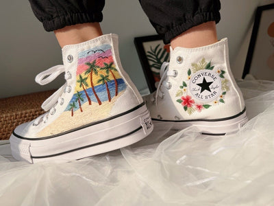 Beach Sunset Converse Embroidery