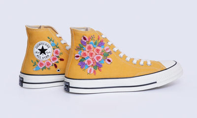Rose Tulip Bouquet Converse Embroidery
