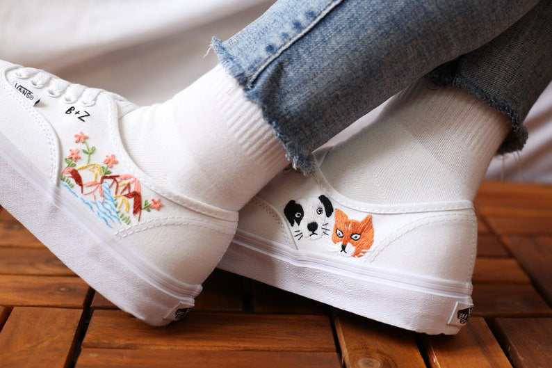 Mountain & Puppy Converse Embroidery