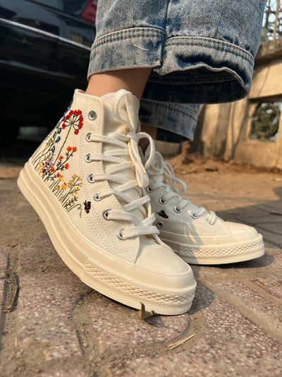 Butterfly Wildflower Meadow Converse Embroidery