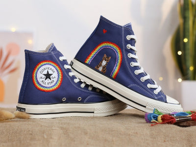 Rainbow Cat Converse Embroidery