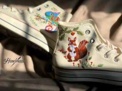 Chameleon Squirrel Converse Embroidery