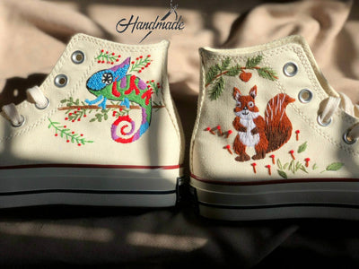 Chameleon Squirrel Converse Embroidery