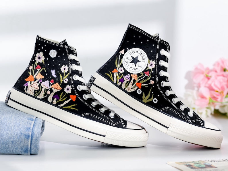 Garden Embroidered Converse Shoes