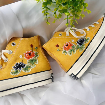 Lotus Flowers Converse Embroidery