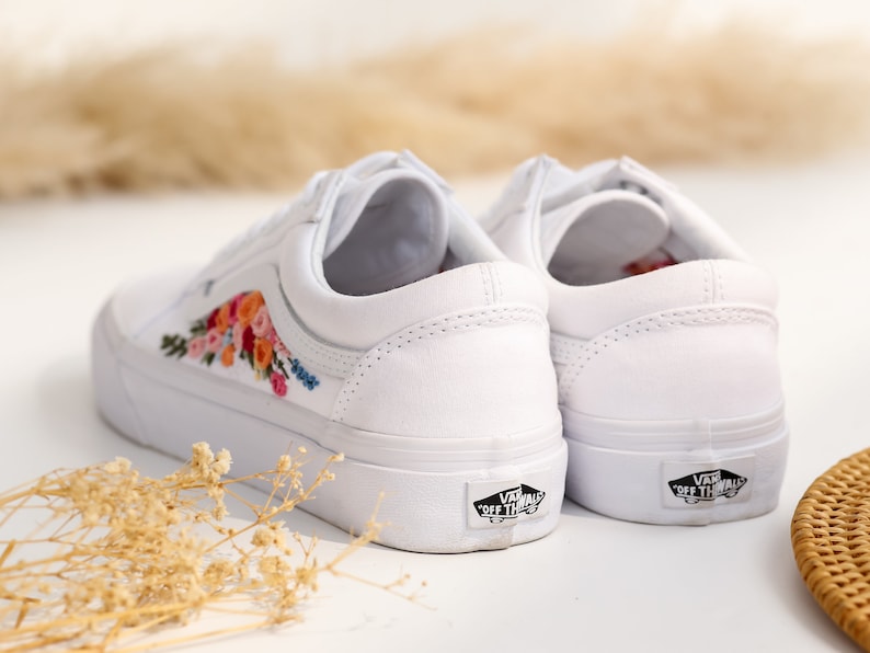 Color Flowers Embroidered Vans