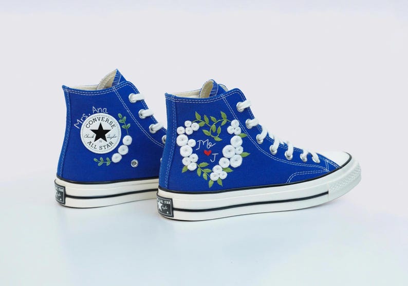 Custom Wedding Converse Embroidered Flower