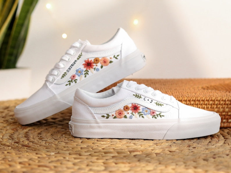 Bridal Flower Embroidered Shoes