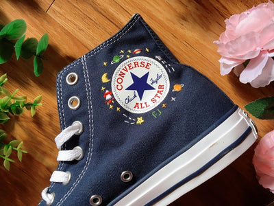 Astronaut Dog and Planet Converse Embroidery