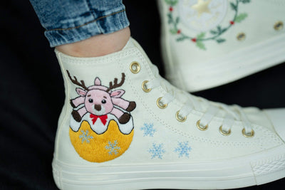 Reindeer Wreath Converse Embroidery