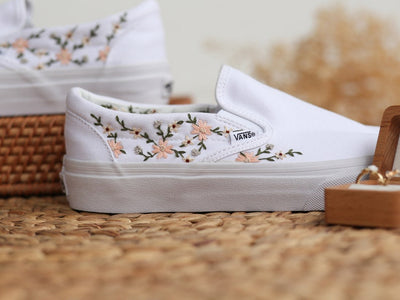 Peach Blossom Converse Embroidery