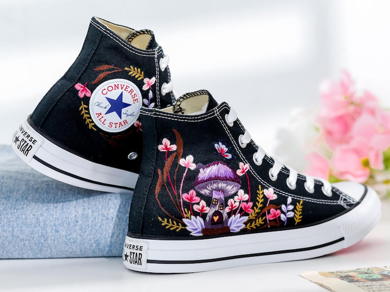 Mushrooms Embroidered Converse Shoes