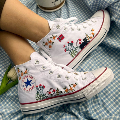 Cactus Cat Converse Embroidery