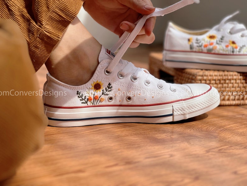 Embroidered Sneakers Sunflower Garden