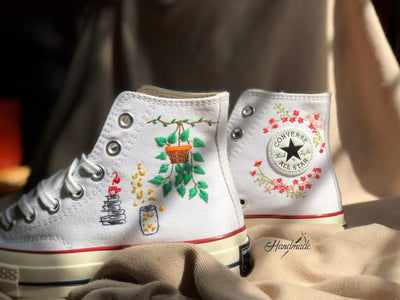 Hanging Plant Book Lover Converse Embroidery