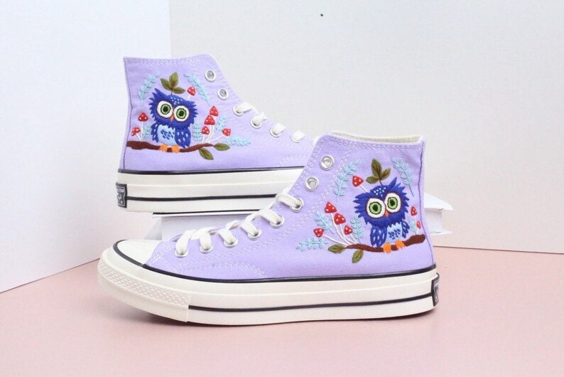 Owl Mushroom Converse Embroidery