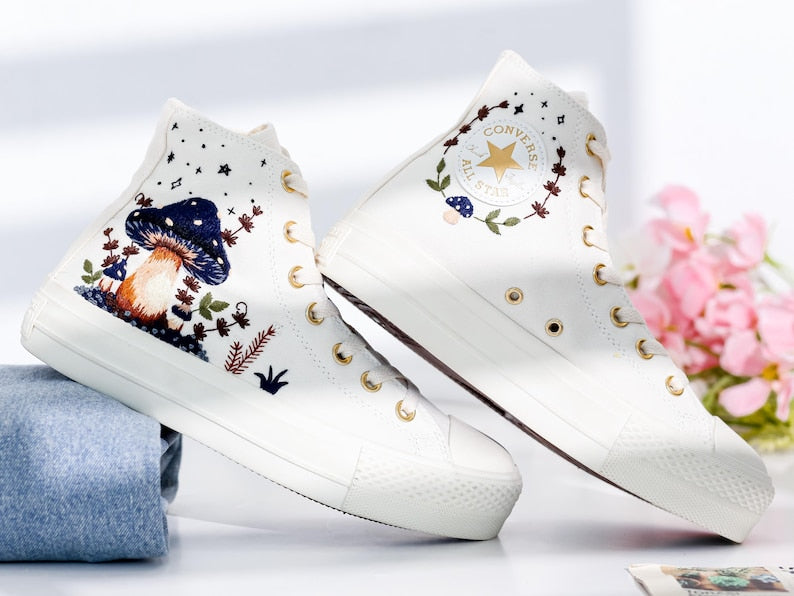 Mushrooms Embroidered Converse Shoes