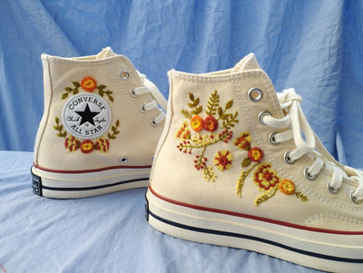 Yellow & Orange Wildflowers Converse Embroidery