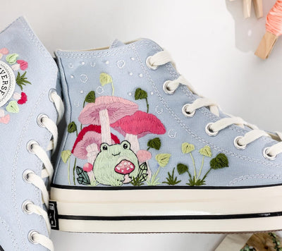 Mushroom Embroidered Converse Shoes