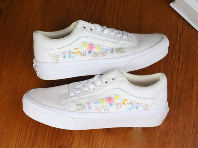 Pastel Wildflower Vans Embroidery