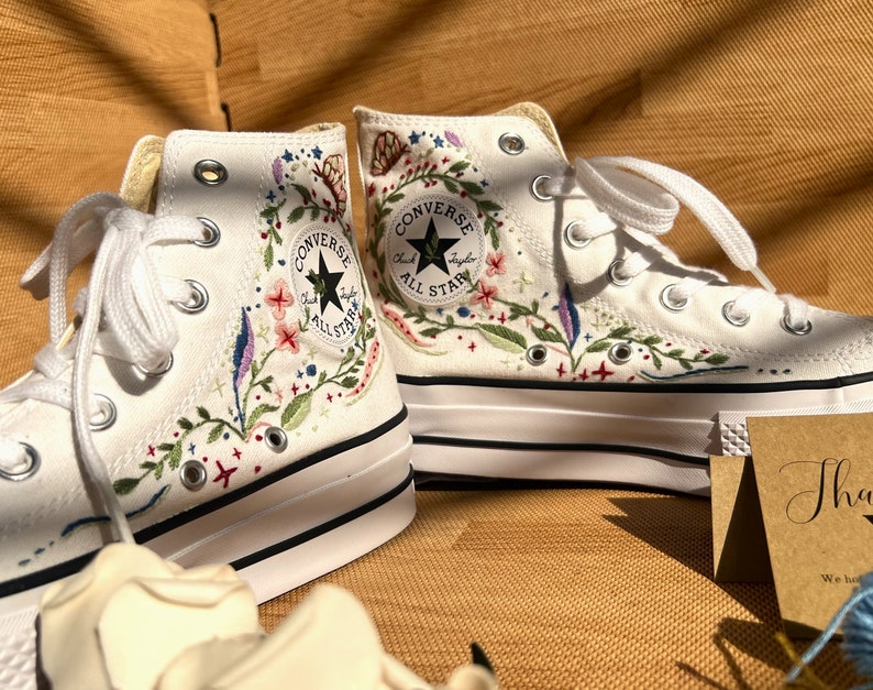 Sea Shells and Flowers Converse Embroidery