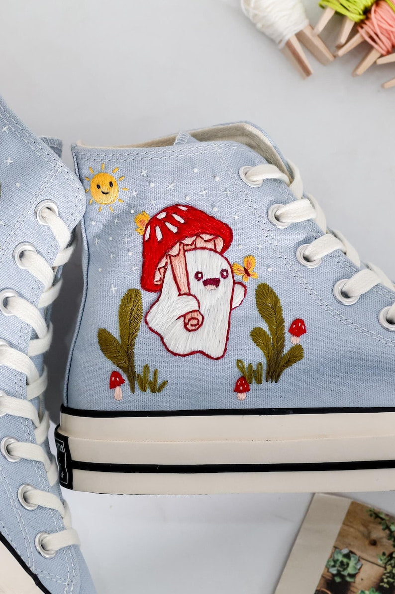 Ghost Embroidered Converse Shoes