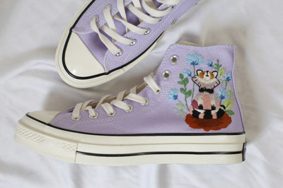 Cat Wildflower Converse Embroidery