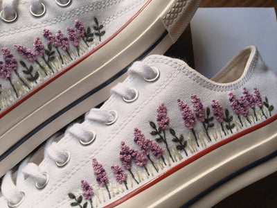 Custom Low Top Lavender Embroidery