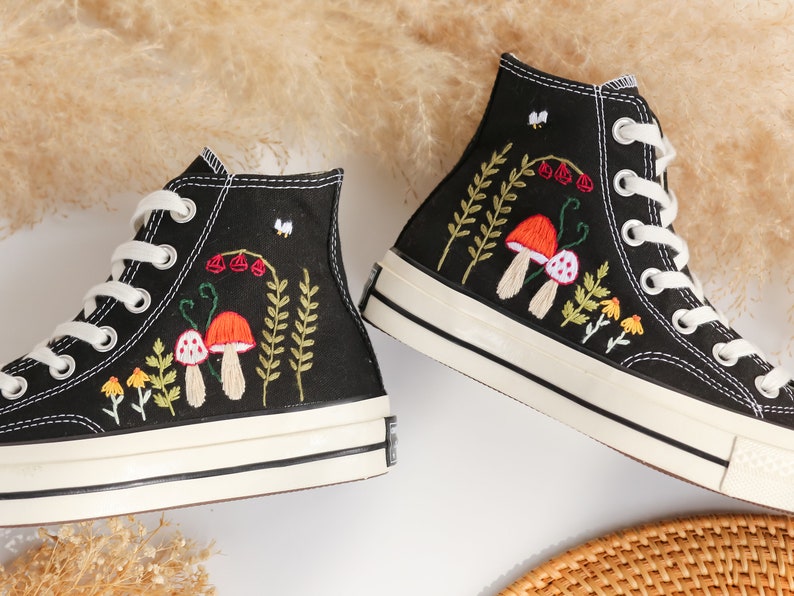 Mushroom Embroidered Converse High Top