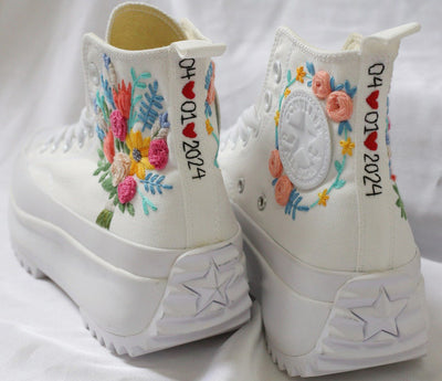 Rose Sunflower Bouquet Converse Embroidery