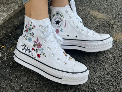 Ladybugs and Flowers Converse Embroidery