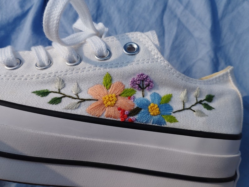 Custom Converse Platform Flower Embroidery