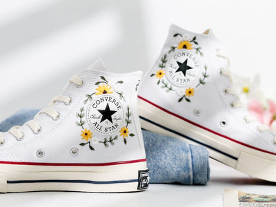 Wedding Sunflower Embroidered Converse Shoes