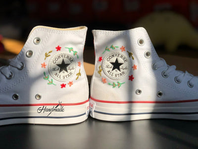 Love Floral Wreath Converse Embroidery