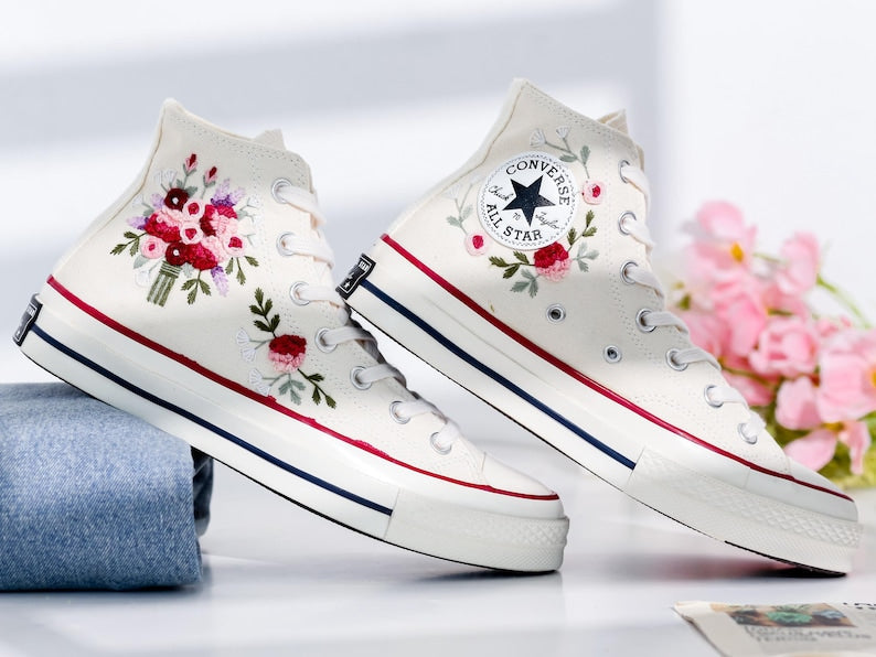 Beads Embroidered Converse Shoes