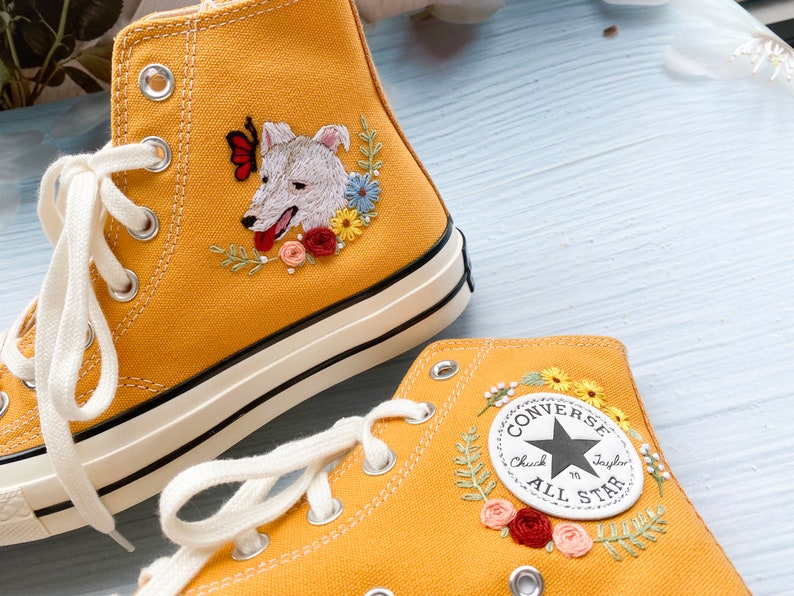 Dog and Butterfly Converse Embroidery